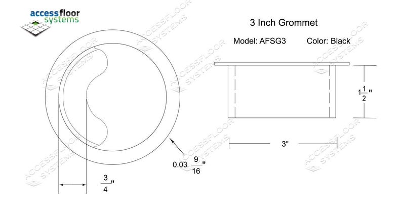 Access Floor Systems Heavy Duty Floor Grommet w/Cover 3 Inch | Black ABS Plastic Grommet for Cable Organization | Great to Organize Cables | Easy Installation - Image 1